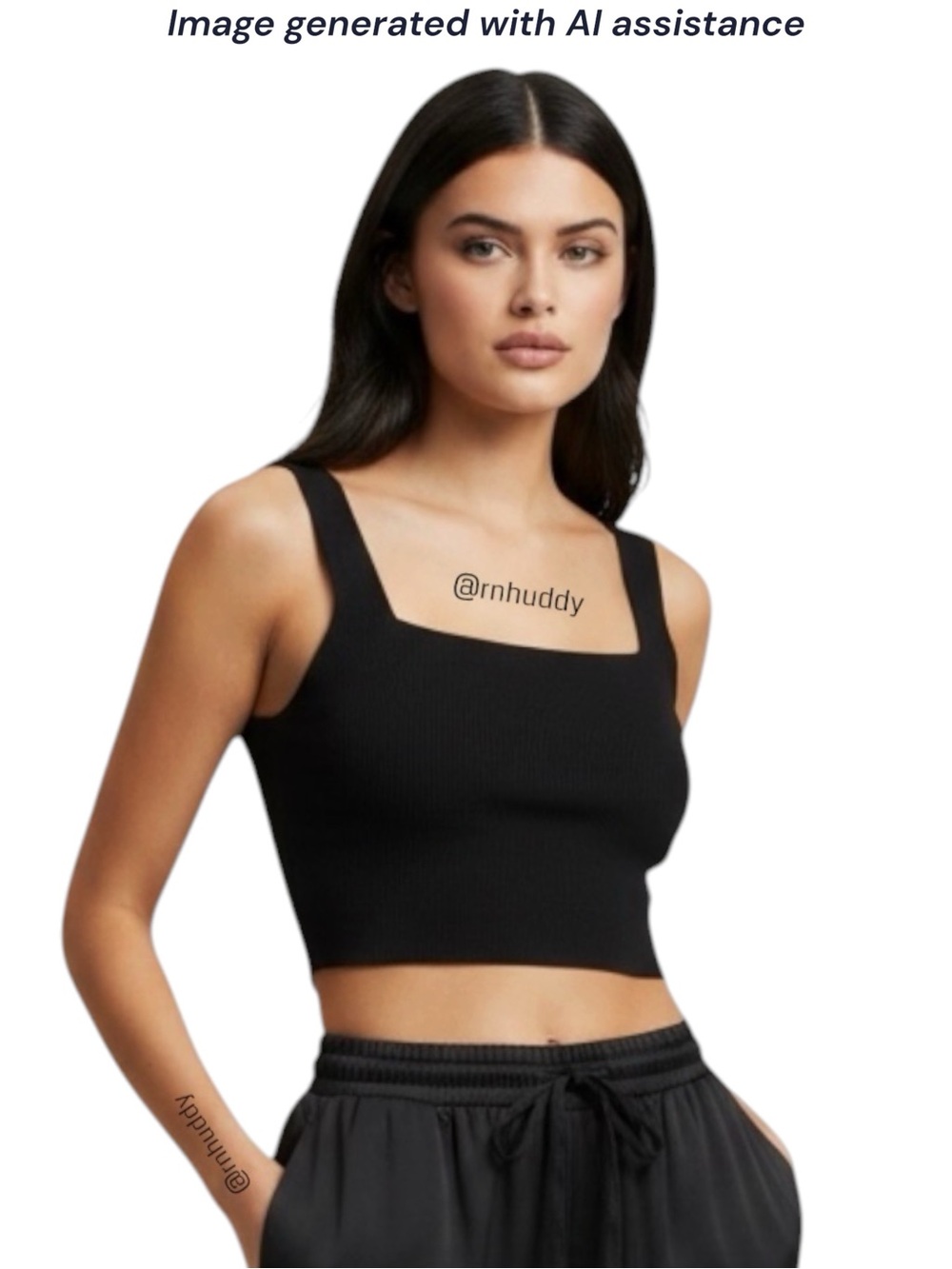 Cotton On XS/S black seamless square neck cropped tank